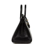 Hermes Special Order (HSS) Birkin 25 Gris Perle and Black Matte Alligator Mississippienis Brushed Gold Hardware - Image 3