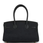 Hermes Shoulder Birkin Light 29 Black Swift and Bleu Indigo Denim Gold Hardware - Image 4