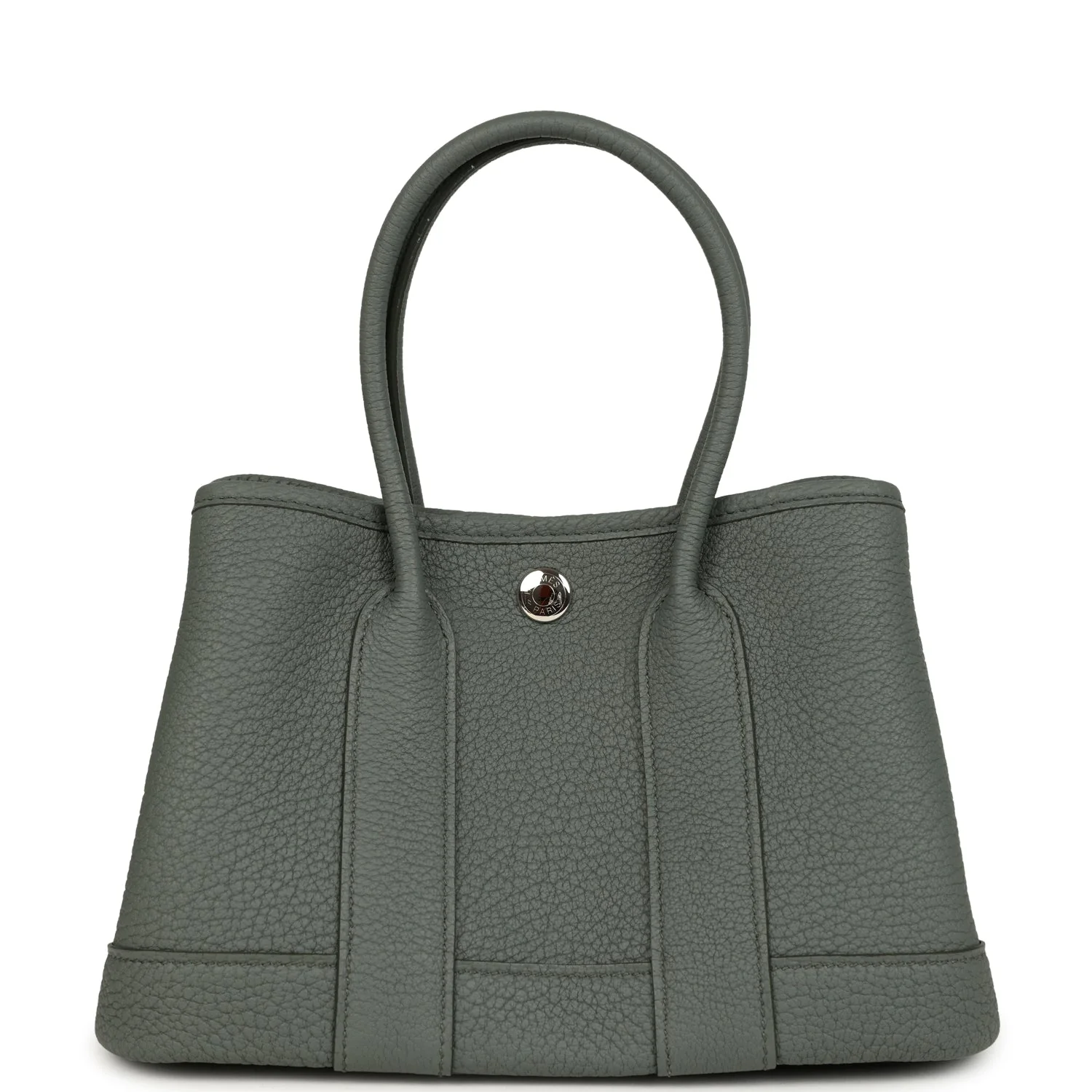 2B6FE72C-8D92-F688-21EA-CF265DA377BB.webp Hermes Garden Party Neo 23 Vert Amande Negonda Palladium Hardware - Image 1
