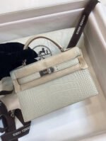 Herm&egrave;s Kelly II 19cm Glacier White American crocodile leather - Image 8