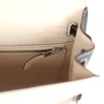 Hermes Special Order (HSS) Kelly Sellier 25 Nata and Black Chevre Mysore Brushed Palladium Hardware - Image 9