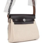 Hermes Herbag Zip 20 Mini Ecru and Beige Toile H Canvas and Ebene Vache Hunter Palladium Hardware - Image 2