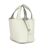 Hermes Picotin Lock 18 New White Clemence Palladium Hardware - Image 2
