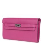 Hermes Kelly Wallet To Go Rose Pourpre Chevre Palladium Hardware - Image 5
