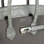 Hermes Birkin 25 Gris Meyer Togo and Gris Ciment Matte Alligator Touch Palladium Hardware - Image 7