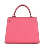 Hermes Kelly Sellier 25 Rose Azalee Epsom Palladium Hardware - Image 4