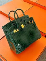 Herm&egrave;s Birkin 25-35 Emerald Bay Crocodile Leather - Image 9