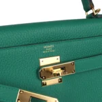Hermes Kelly Retourne 28 Vert Vertigo Clemence Gold Hardware - Image 7