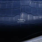 Hermes Kelly Cut Bleu De Malte Matte Porosus Crocodile Palladium Hardware - Image 7