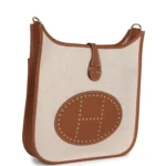 Hermes Evelyne III PM Gold Clemence and Ecru Toile H Canvas Gold Hardware - Image 2