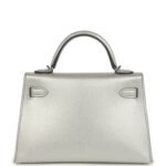 Hermes Kelly Sellier 20 Argent Chevre Chamkilight Palladium Hardware - Image 5