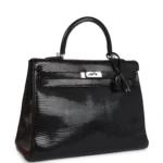 Hermes Kelly Retourne 35 Black Varanus Niloticus Lizard Palladium Hardware - Image 2