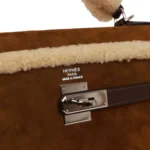 Hermes Teddy Kelly 35 Shearling and Ebene Barenia Palladium Hardware - Image 7