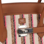 Hermes Shoulder Birkin Light 39 Multicolor Toile and Gold Swift Palladium Hardware - Image 7