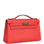 Hermes Kelly Pochette Rose Jaipur Epsom Gold Hardware - Image 2