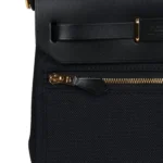 Hermes Herbag Zip 20 Mini Black Toile Militaire Canvas and Black Vache Hunter Gold Hardware - Image 9