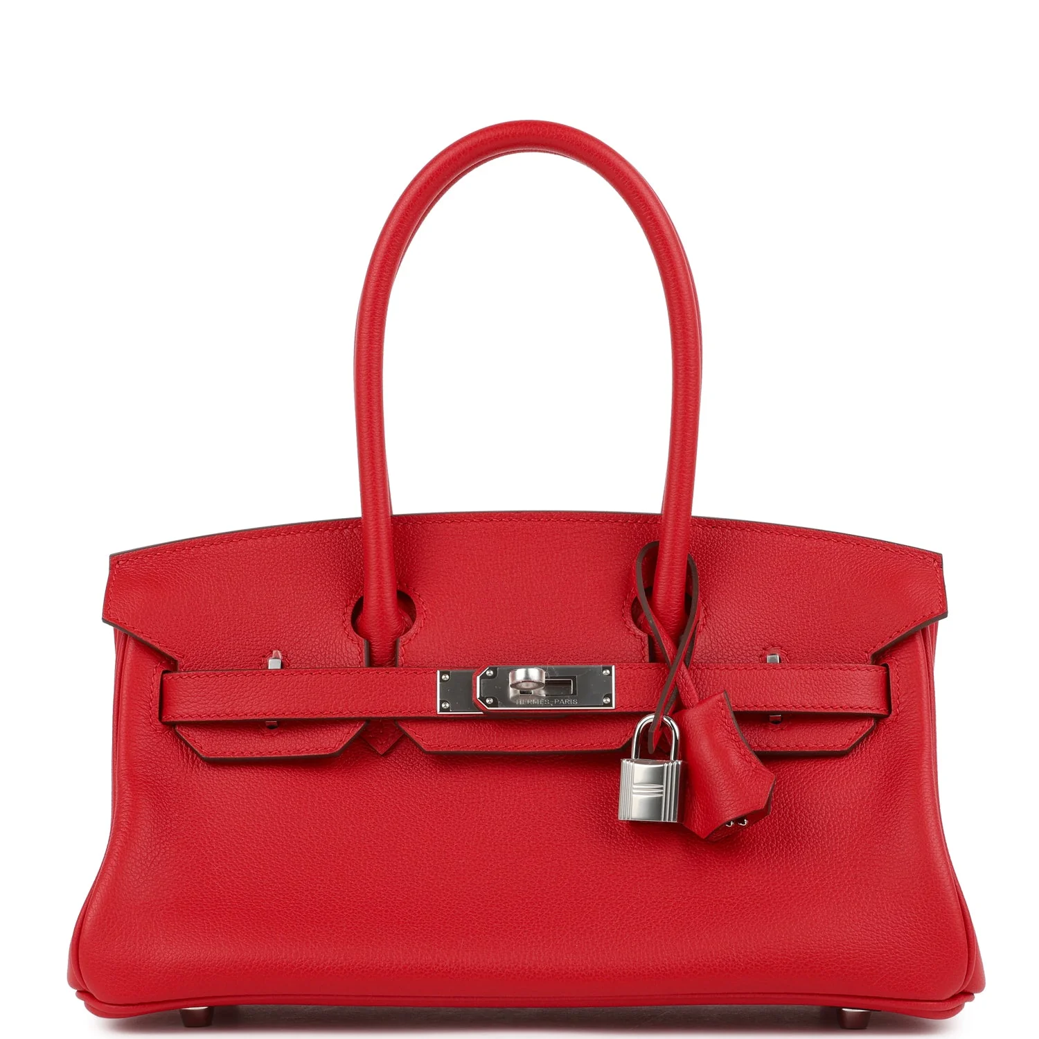 360875CF-8136-49FC-3613-72C4A9078DA6.webp Hermes Shoulder Birkin Light 29 Rouge Radieux Evercolor Palladium Hardware - Image 1