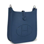 Hermes Evelyne TPM Bleu Tie Clemence Palladium Hardware - Image 2