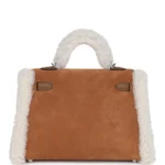 Hermes Teddy Kelly 20 Chamois Shearling and Swift Palladium Hardware - Image 4
