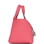 Hermes Picotin Lock 18 Rose Azalee Clemence Palladium Hardware - Image 3