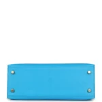 Hermes Kelly Sellier 25 Bleu Frida Chevre Gold Hardware - Image 6