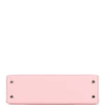 Hermes Special Order (HSS) Kelly Sellier 20 Rose Sakura and Bleu Brume Chevre Palladium Hardware - Image 6
