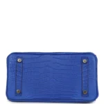 Hermes Birkin 25 Bleu Royal Matte Porosus Crocodile Gold Hardware - Image 6