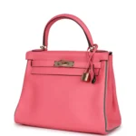 Hermes Special Order (HSS) Kelly Retourne 28 Rose Azalee and Vert Vertigo Swift Gold Hardware - Image 5