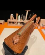 Bolide Mini 18CM Matte crocodile leather brown - Image 8