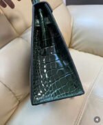 Herm&egrave;s Kelly 25 gold buckle American crocodile shiny emerald green custom - Image 4