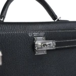 Hermes Special Order (HSS) Kelly Sellier 20 Black Verso Chevre Palladium Hardware - Image 7