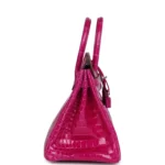 Hermes Birkin 25 Rose Sheherazade Shiny Porosus Crocodile Palladium Hardware - Image 4