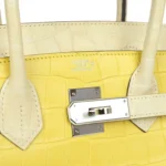 Herm&egrave;s 30cm Birkin HSS Vanille/ Mimosa Matte Alligator Palladium Hardware customization - Image 5