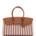 Hermes Shoulder Birkin Light 39 Multicolor Toile and Gold Swift Palladium Hardware