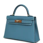 Hermes Kelly Sellier 20 Blue Jean Epsom Gold Hardware - Image 3