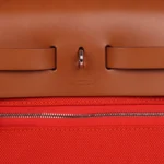 Hermes Herbag Zip PM 31 Capucine Toile Militaire & Fauve Vache Hunter Palladium Hardware - Image 8