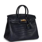 Hermes Birkin 25 Bleu Indigo Matte Alligator Gold Hardware - Image 2