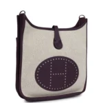 Hermes Evelyne III PM Cassis Clemence and Ecru Toile H Palladium Hardware - Image 2