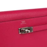 Hermes Kelly Wallet To Go Rose Mexico Chevre Palladium Hardware - Image 7