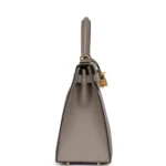 Hermes Special Order (HSS) Kelly Sellier 28 Gris Asphalte Verso Epsom Brushed Gold Hardware - Image 3