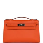 Hermes Kelly Pochette Feu Epsom Palladium Hardware