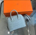 Bolide Mini 18CM Matte crocodile leather Crystal Gray - Image 3