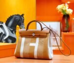 Hermes (Love Hermes) Herbag Limited Edition Letter Design Original Canvas Patch Original Leather Highest Version Silver Buckles 31cm - Image 3