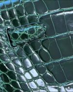 Herm&egrave;s Kelly 25 gold buckle American crocodile shiny emerald green custom - Image 7