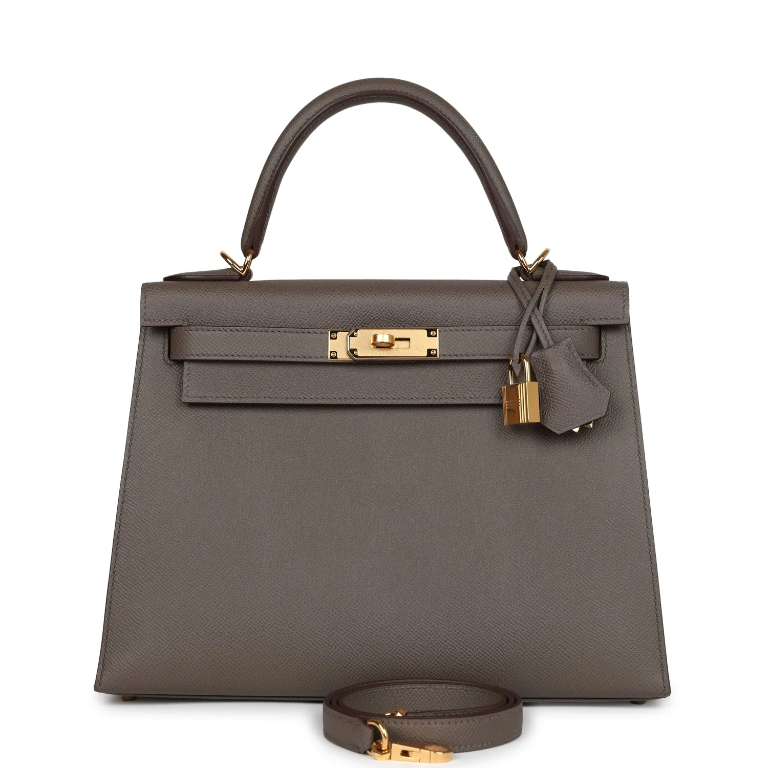 473231BD-380E-1894-381E-B33E24FB94EF.webp Hermes Kelly Sellier 28 Etain Epsom Gold Hardware - Image 1
