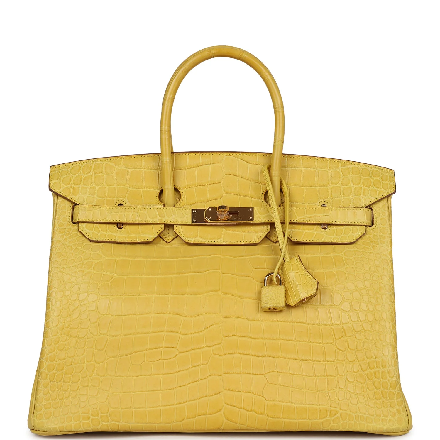 474ABC48-ACB0-EBDD-4806-C86B57D7B6C9.webp Hermes Birkin 35 Mimosa Matte Porosus Crocodile Gold Hardware - Image 1