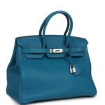 Hermes Birkin 35 Bleu Izmir Verso Clemence Palladium Hardware - Image 2