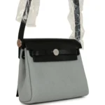 Hermes Herbag Zip 20 Mini Gris Pantin Toile Militaire Canvas and Black Vache Hunter Palladium Hardware - Image 2