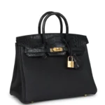 Hermes Birkin 25 Black Matte Alligator and Togo Touch Gold Hardware - Image 2