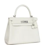 Hermes Kelly Retourne 28 White Clemence Palladium Hardware - Image 2